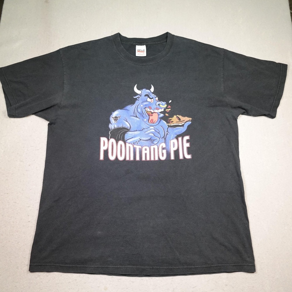 Vintage Anvil The Rock T-Shirt Men XL Black Poontang Pie WWF WWE Wrestling 90s